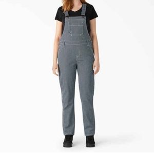 NWT Dickies Womens Boyfriend Striped Bib Overalls Sz.S